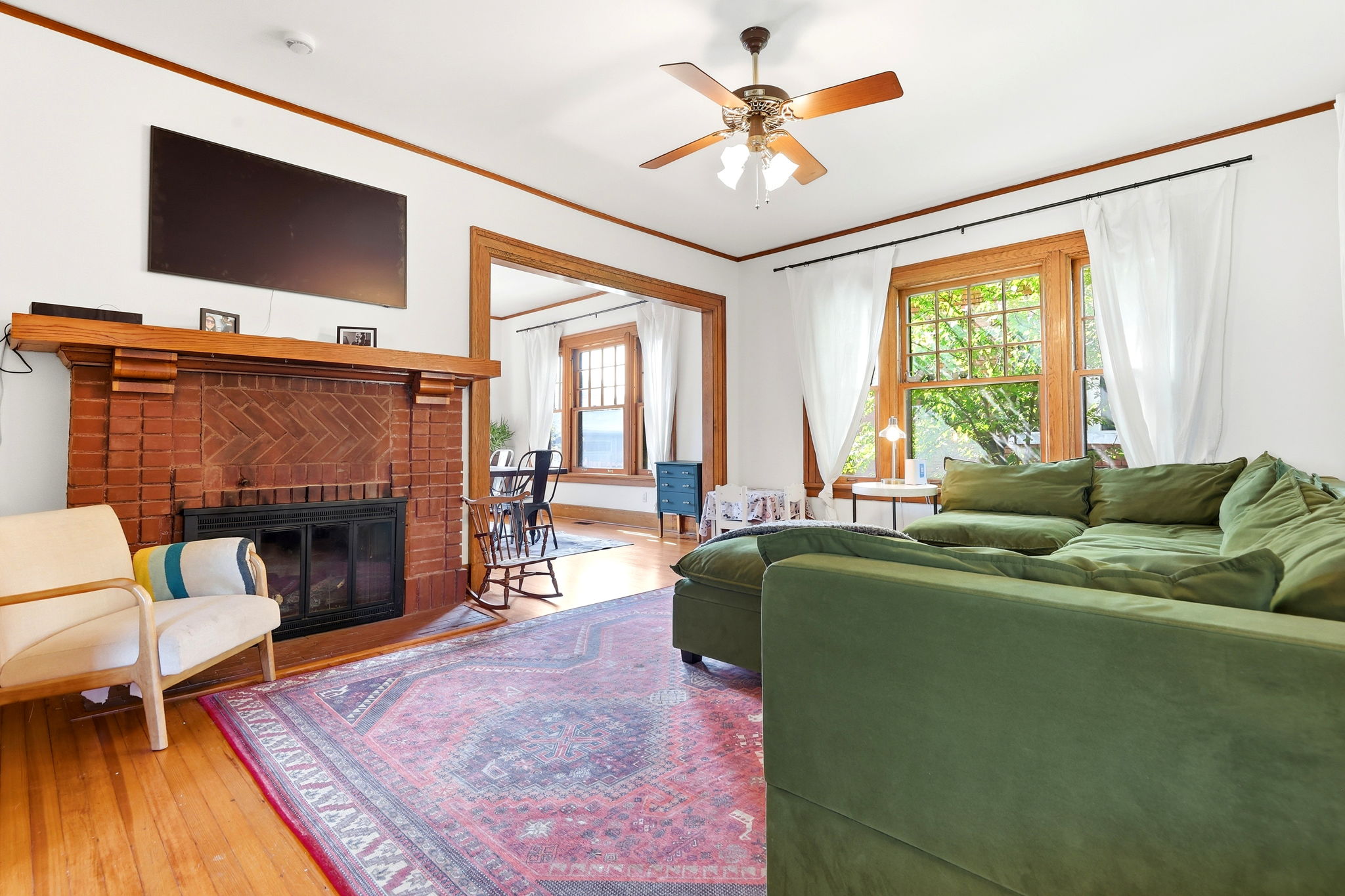 Main-level living and dining space, view 2