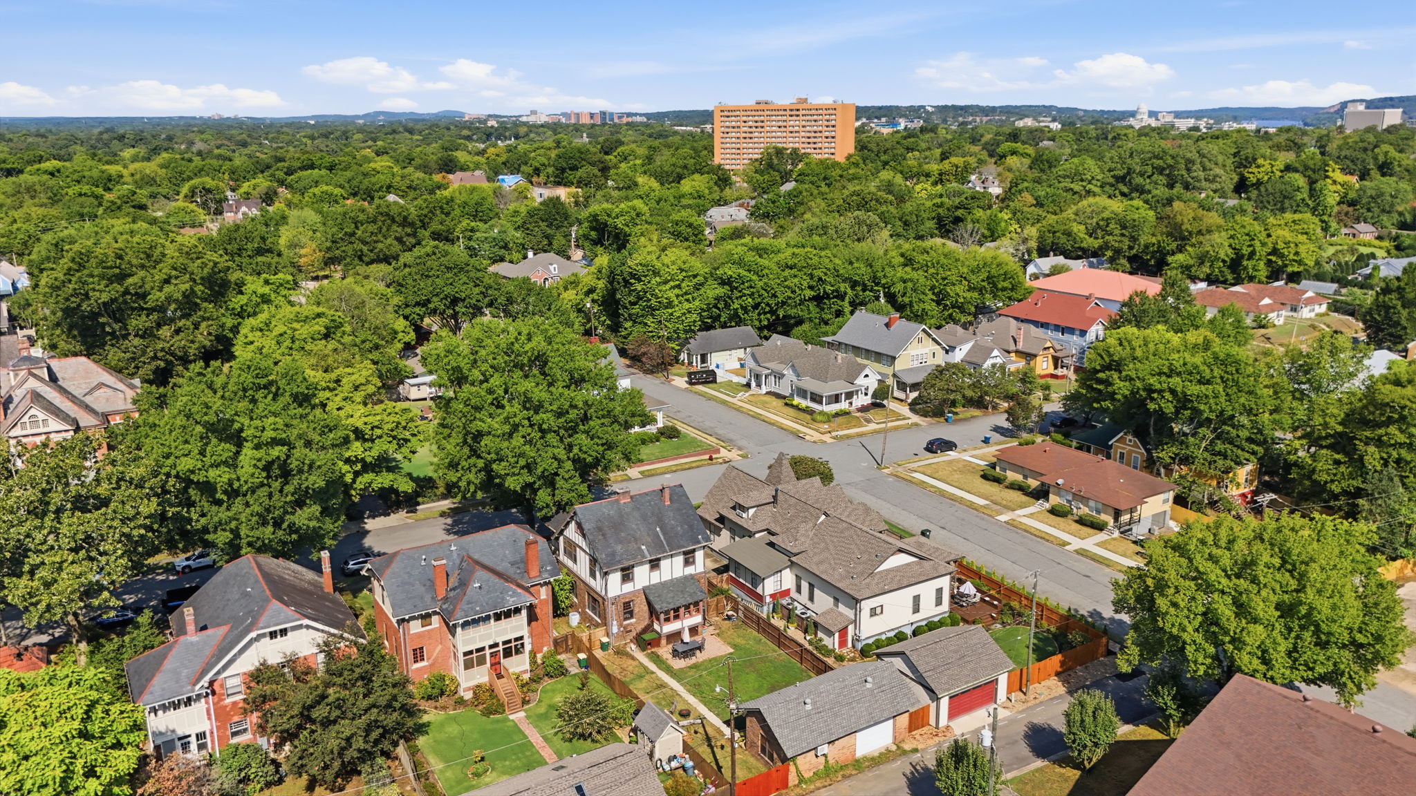 Aerial view of the property and Quapaw Quarter, view 5