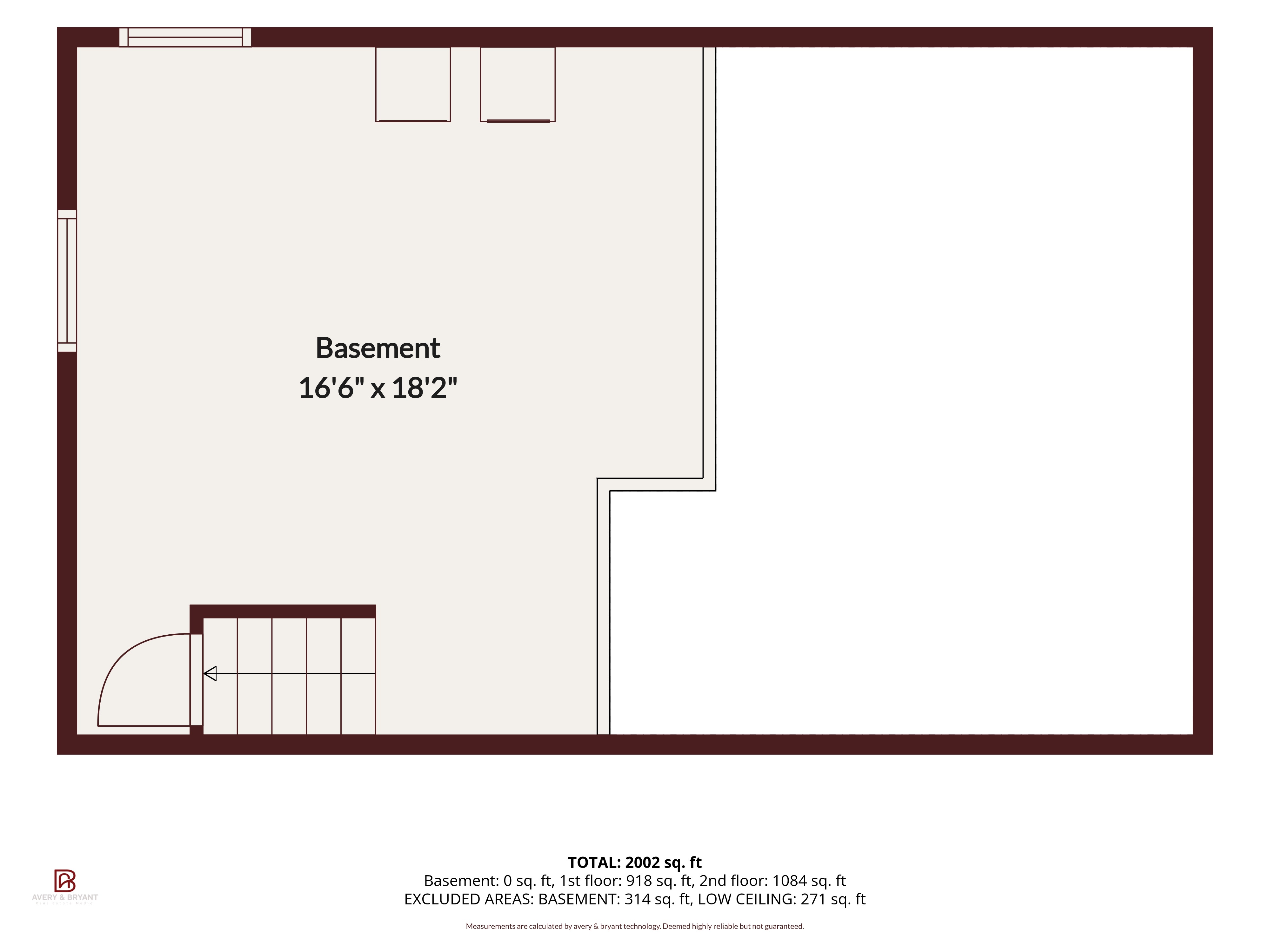 Basement floor plan with measurements